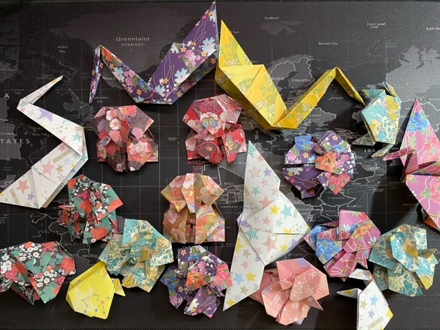 Origami made by volunteers for International Day of elders